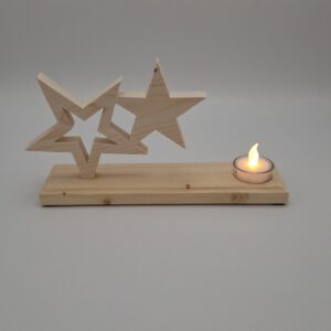 Houten Waxinelichthouder – 2 Sterren Design