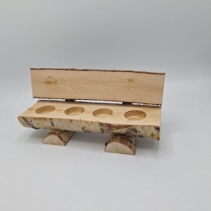 Houten Bankje met 4 Schnaps-houders en glaasjes